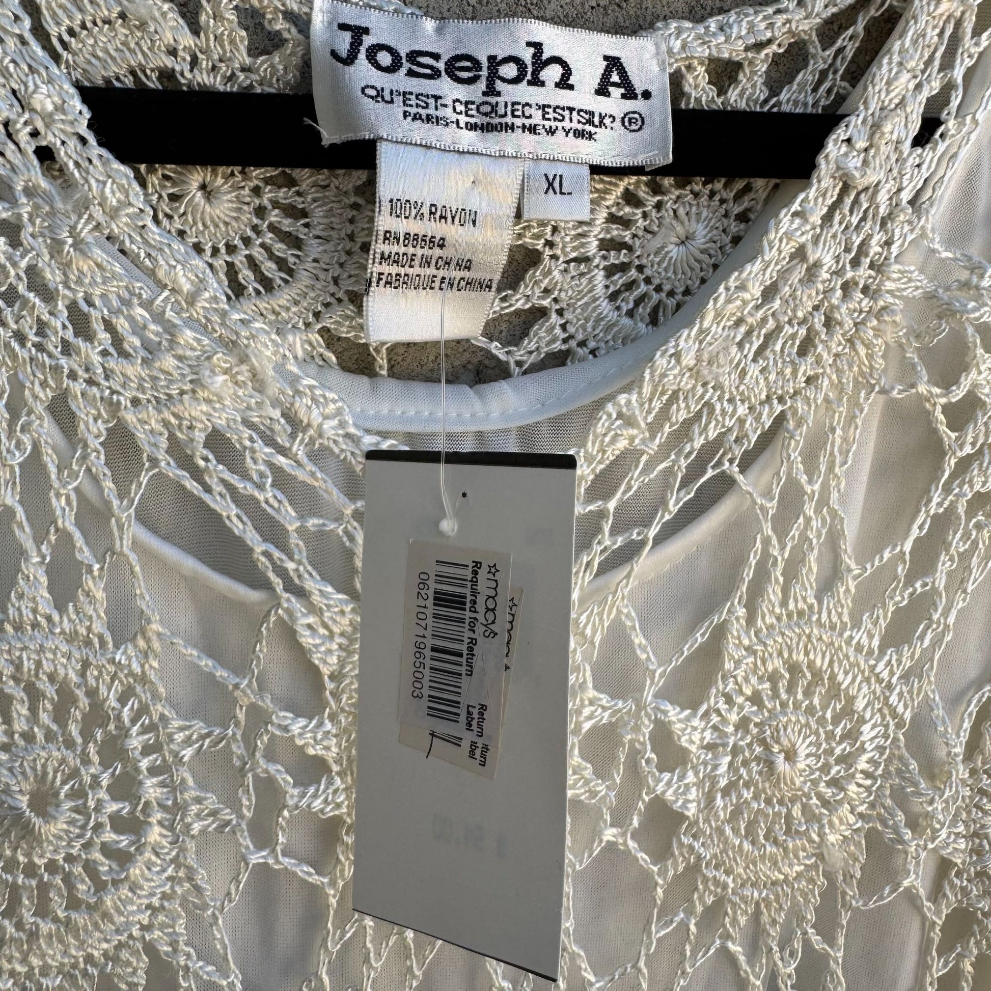 Joseph A Womens Boho Crochet Circle Scoop Neck Sleeveless Knit Blouse Top New M