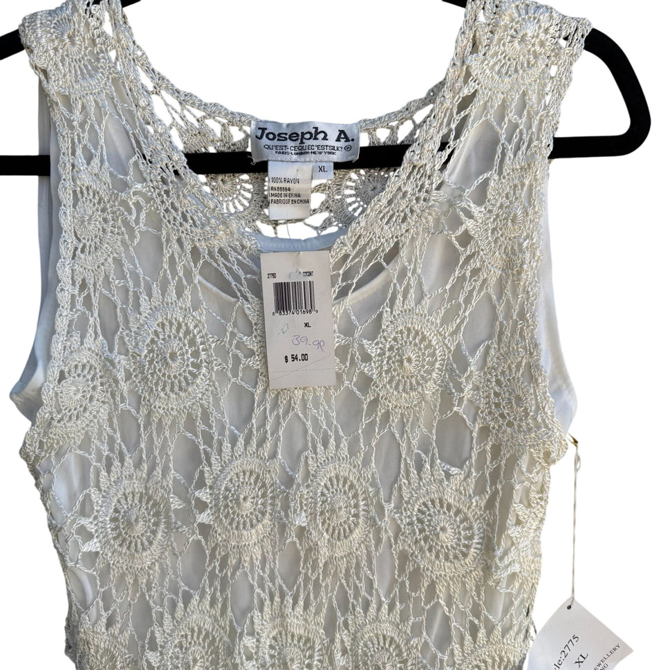 Joseph A Womens Boho Crochet Circle Scoop Neck Sleeveless Knit Blouse Top New M