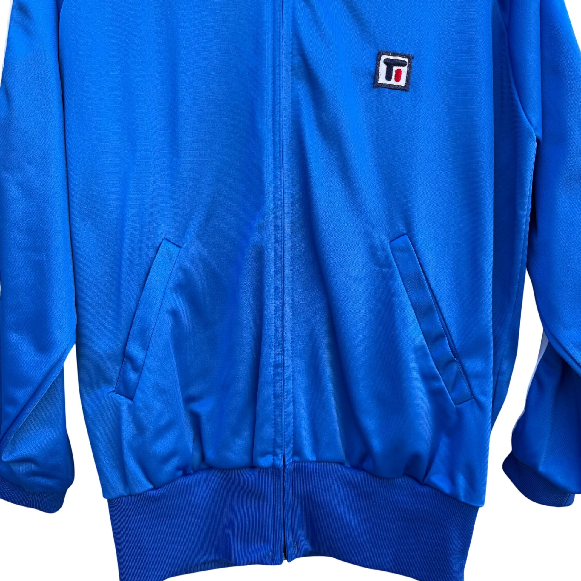 Todd I Vintage Satin Streetwear Athleisure Blue Striped Sleeves Track Jacket L