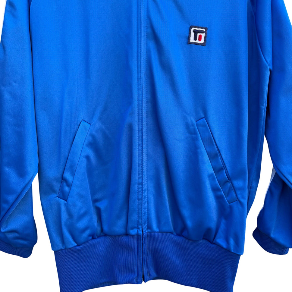 Todd I Vintage Satin Streetwear Athleisure Blue Striped Sleeves Track Jacket L