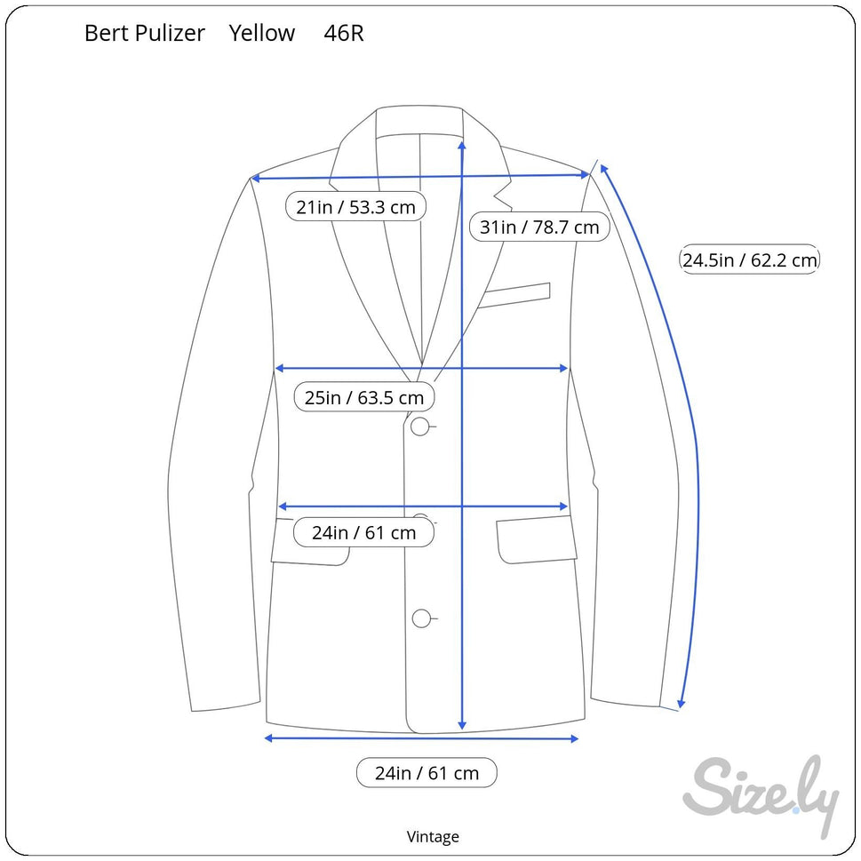 Bert Pulitzer Signature Collection Vintage Mens Yellow Silk Blazer Jacket 46R