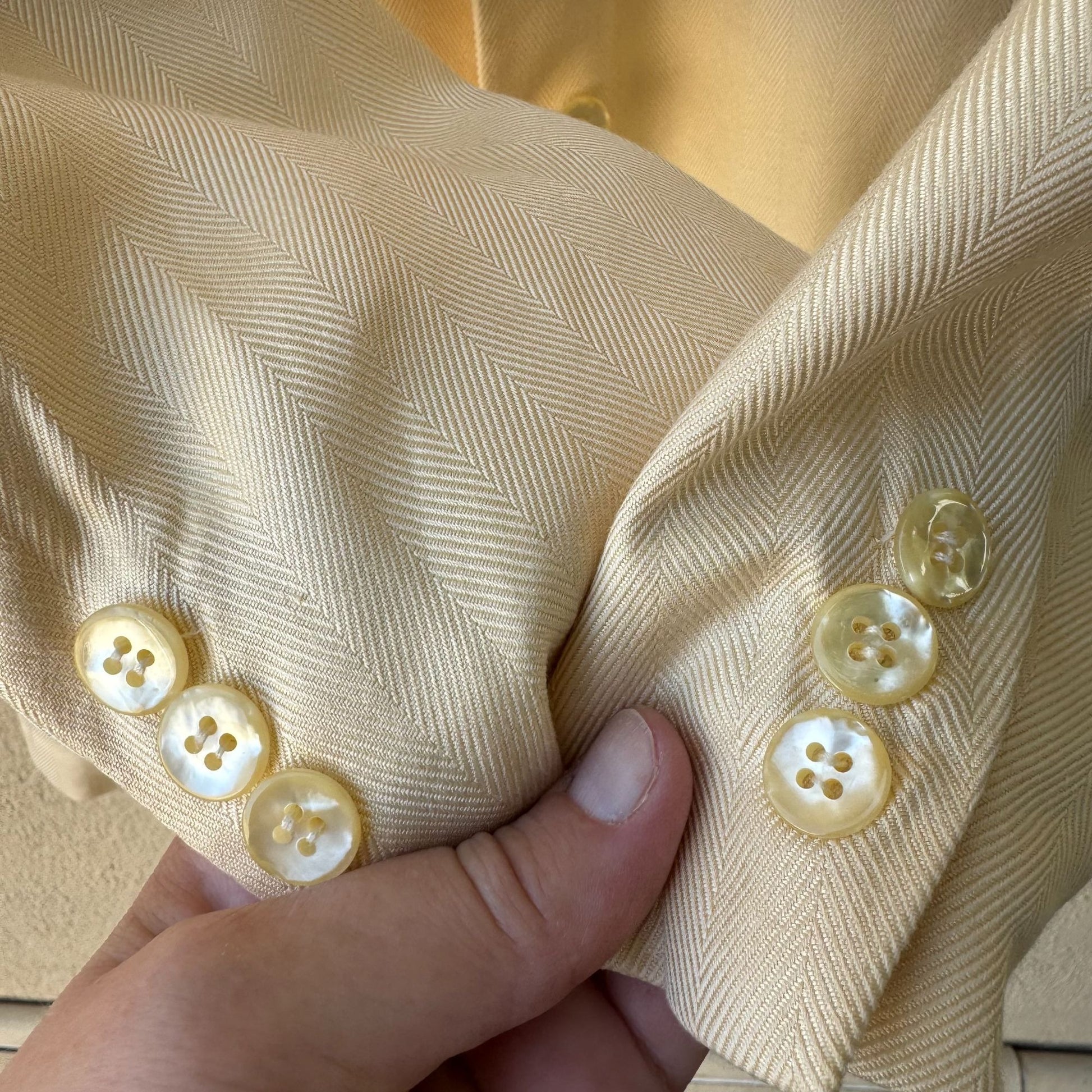 Bert Pulitzer Signature Collection Vintage Mens Yellow Silk Blazer Jacket 46R