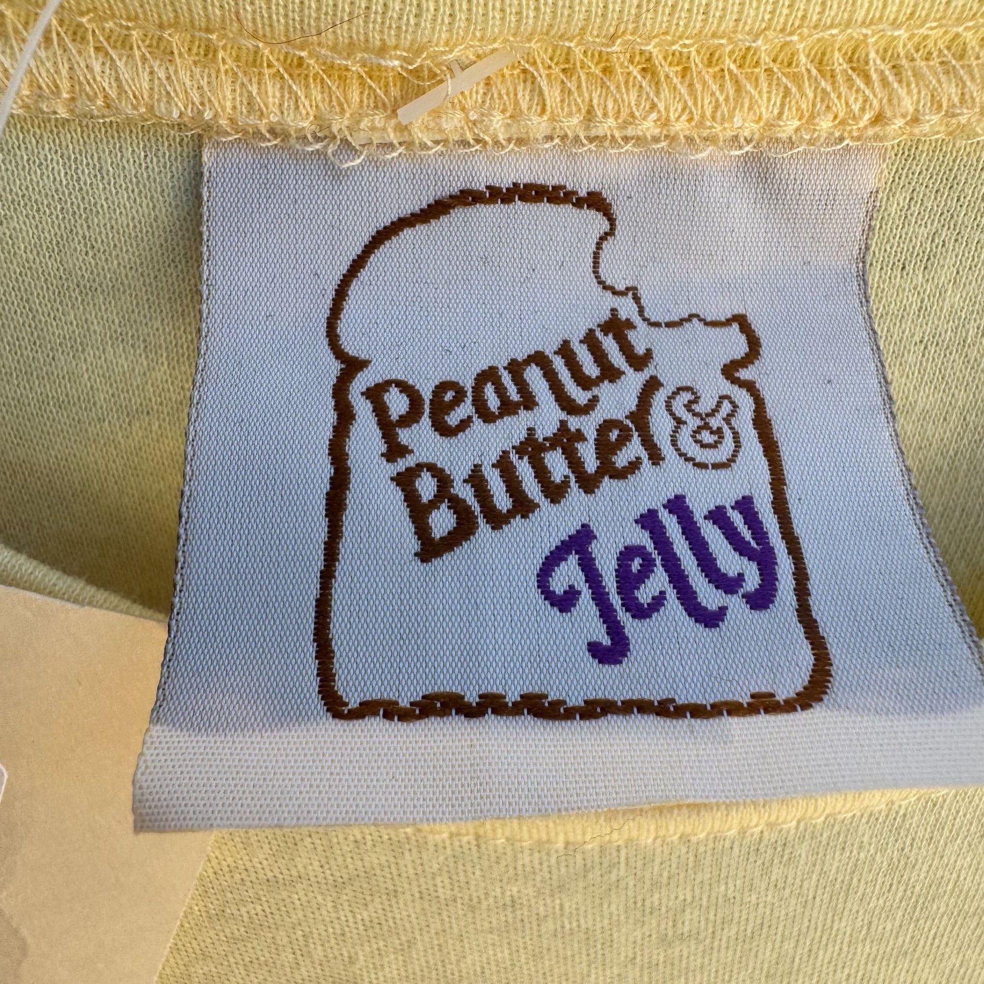 Peanut Butter & Jelly Long Sleeve Crayon Embroidered Light Butter Shirt New M