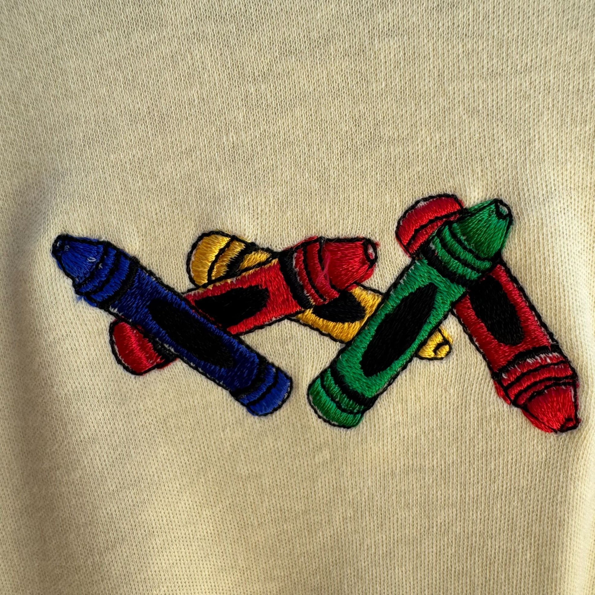 Peanut Butter & Jelly Long Sleeve Crayon Embroidered Light Butter Shirt New M