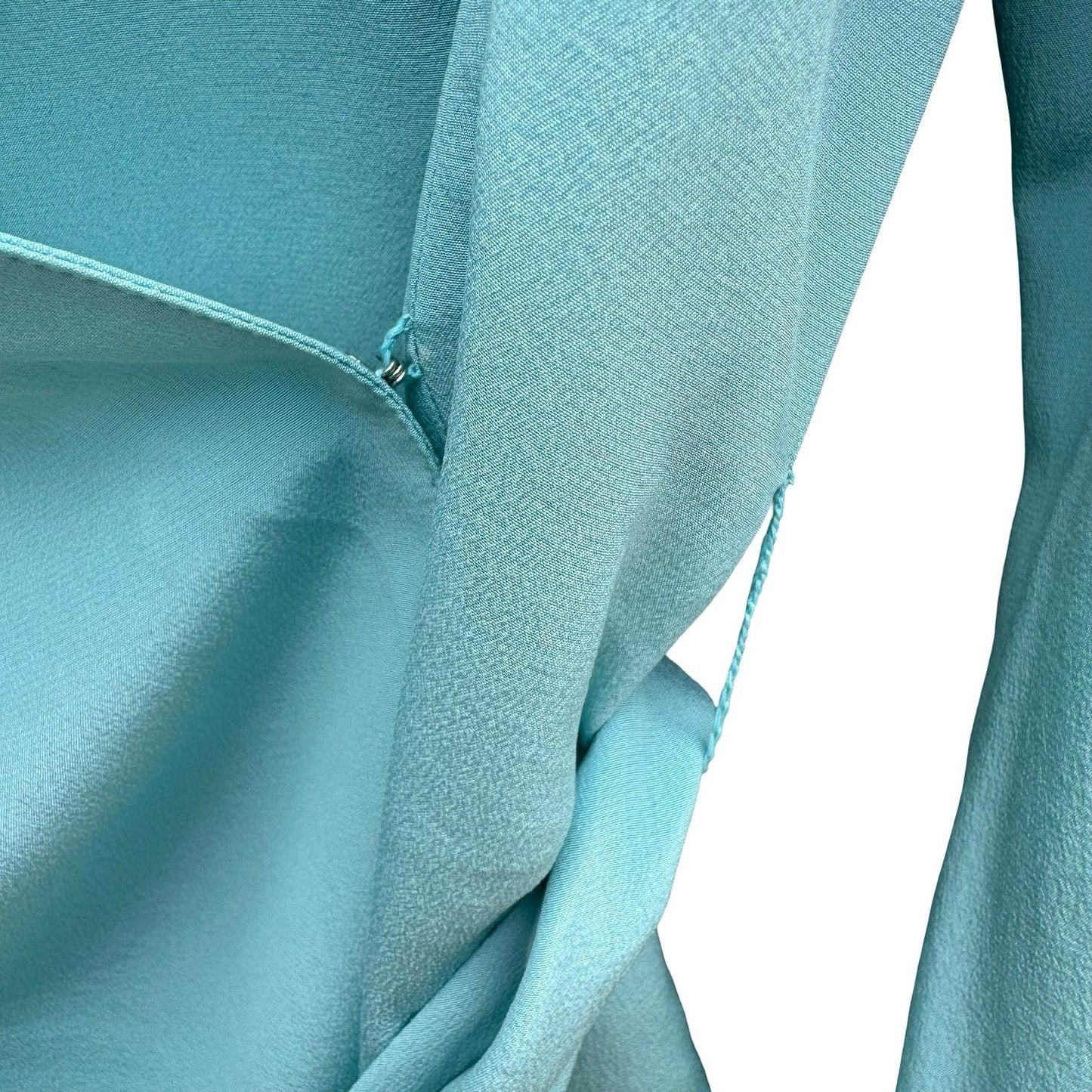 Randolph Duke The Look Aqua Blue 100% Silk Wrap Blouse HA2100 Womens Size 6 NWT