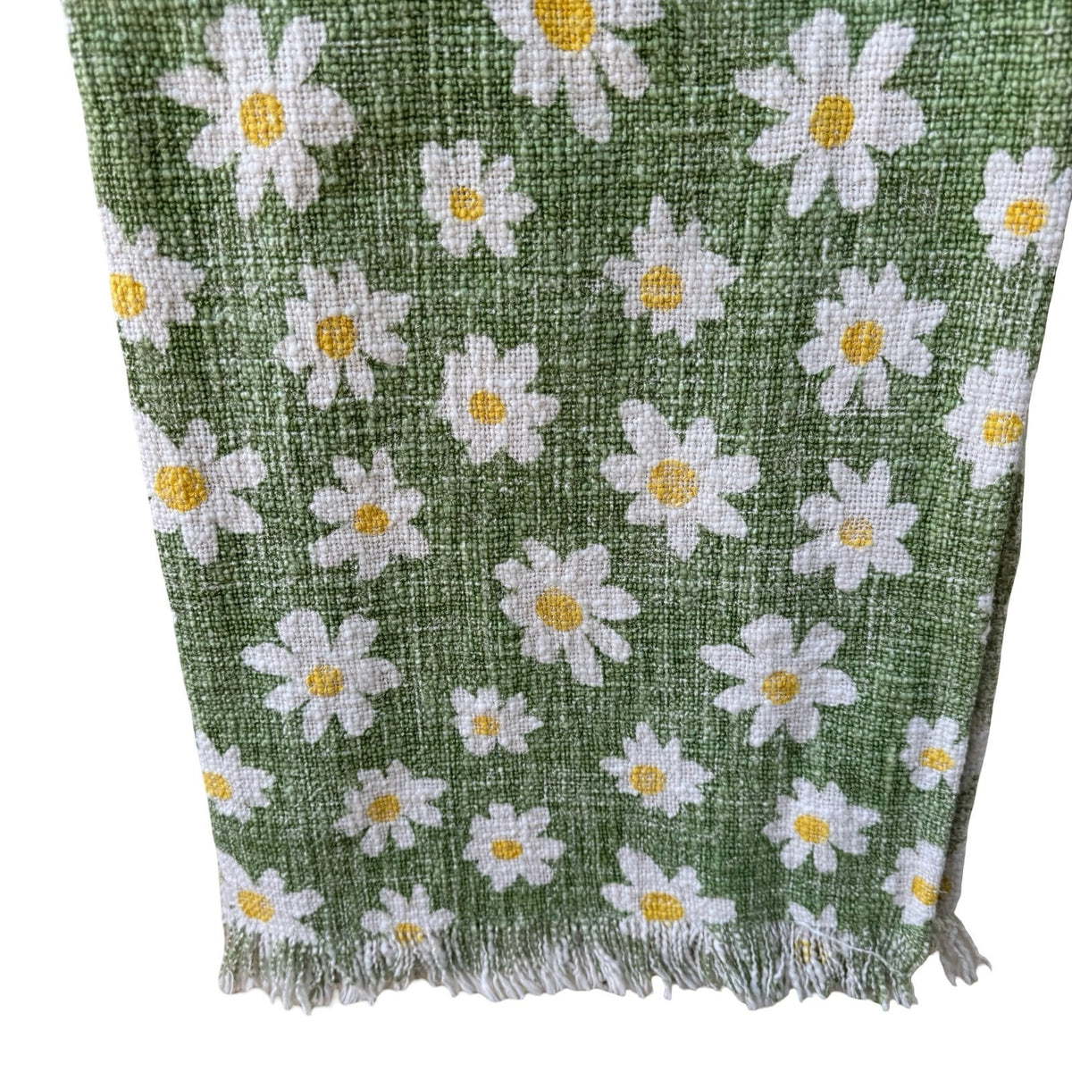 India Artisans Daisy Floral Stonewashed Woven Throw Blanket Green 50x60 NEW