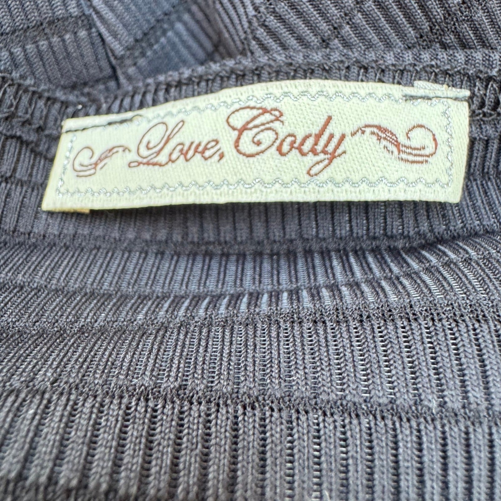 Love Cody Ribbed Sheer Minimalist Resortwear Dolman Sleeve Tunic Blouse Black 8