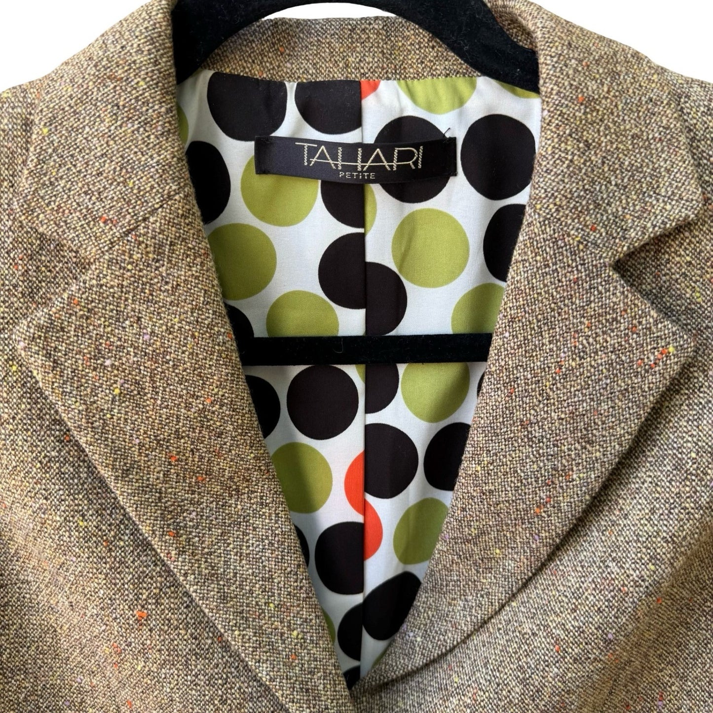 Tahari Tweed Wool Blend Dark Academia Professor Core Blazer Jacket Tie Waist 2