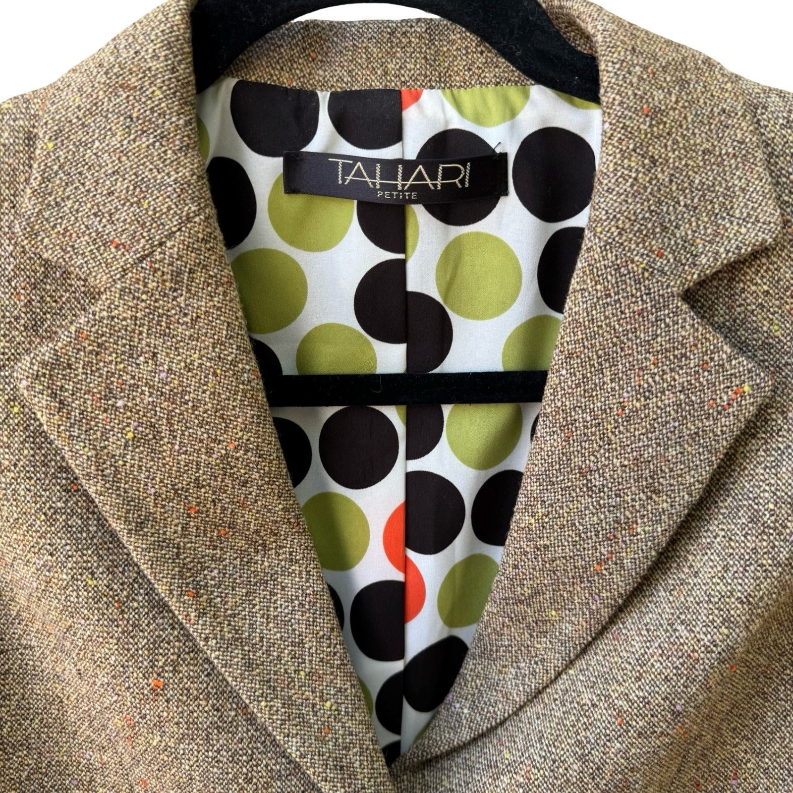 Tahari Tweed Wool Blend Dark Academia Professor Core Blazer Jacket Tie Waist 2