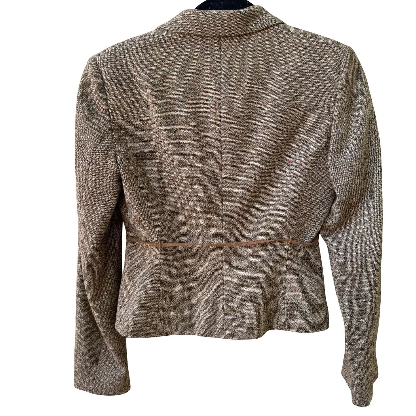 Tahari Tweed Wool Blend Dark Academia Professor Core Blazer Jacket Tie Waist 2