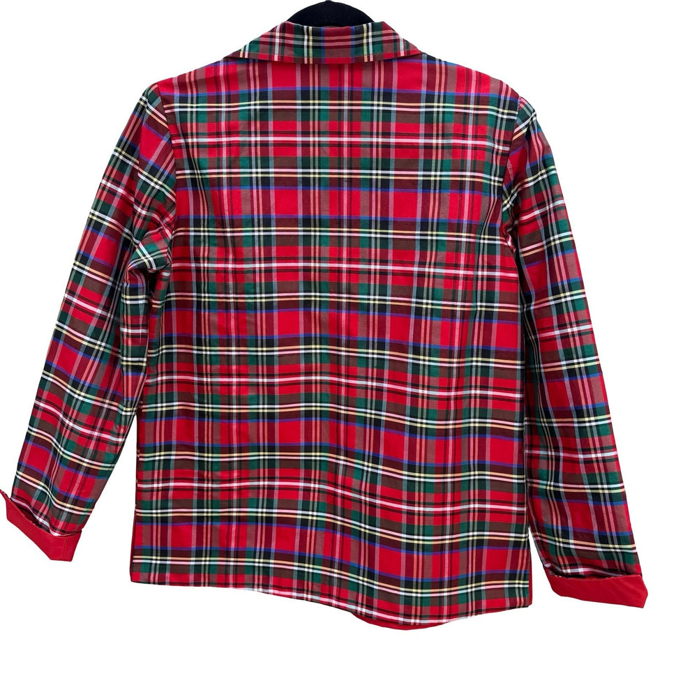 MSK Womens Reversible Silk Blend Plaid Jacket Red Multi Color Size S 3A2337