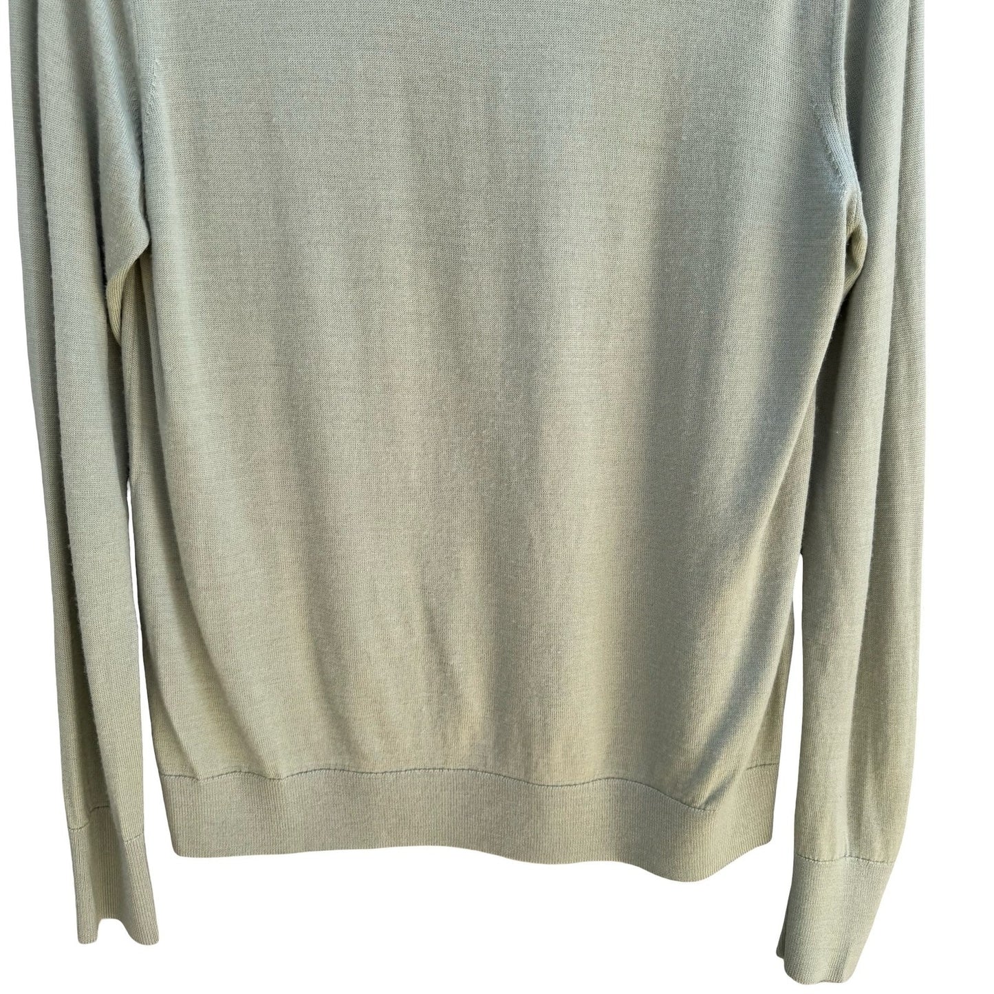 Uniqlo Minimalist 100% Wool Quiet Luxury Sweater Fine Knit Merino Green Womens L