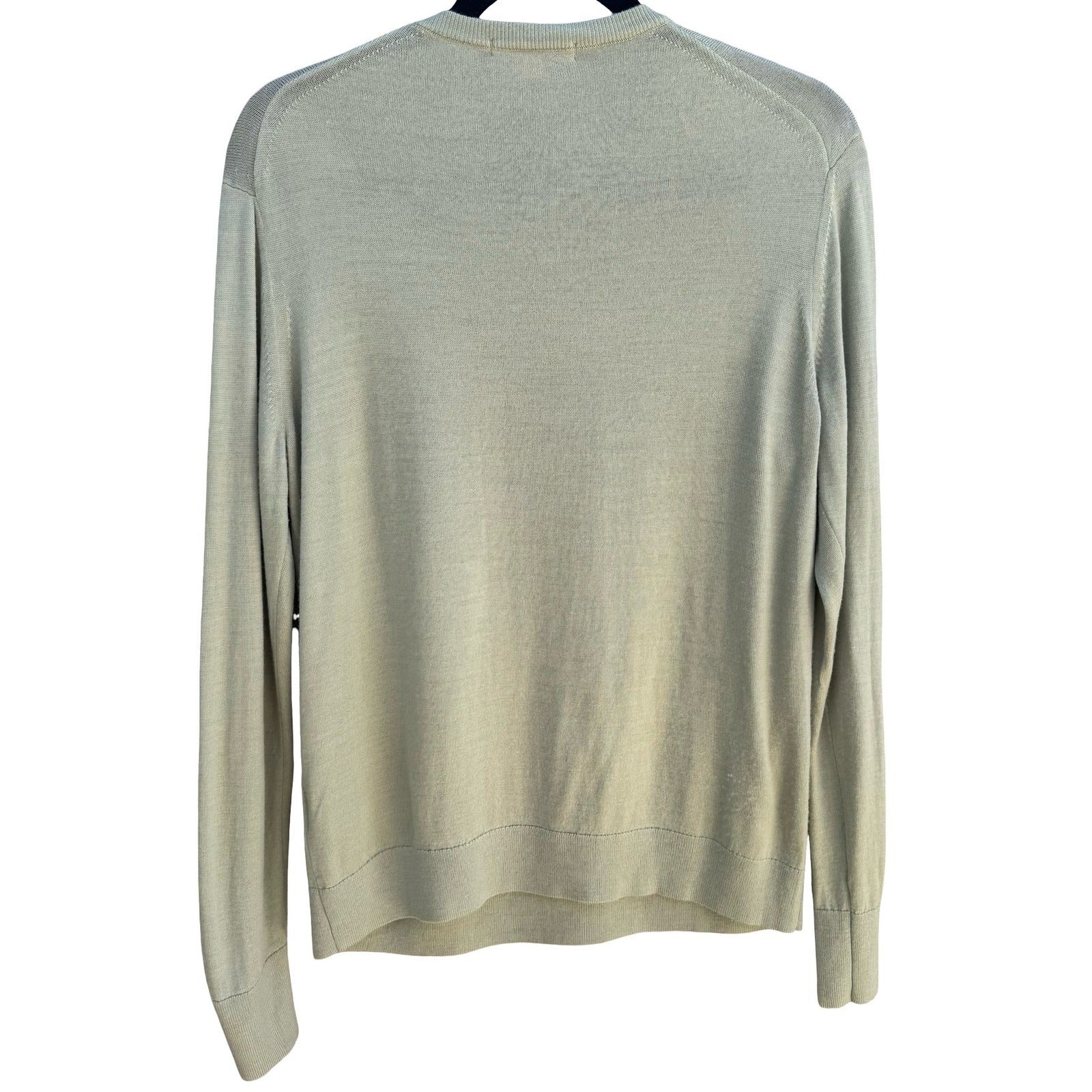 Uniqlo Minimalist 100% Wool Quiet Luxury Sweater Fine Knit Merino Green Womens L