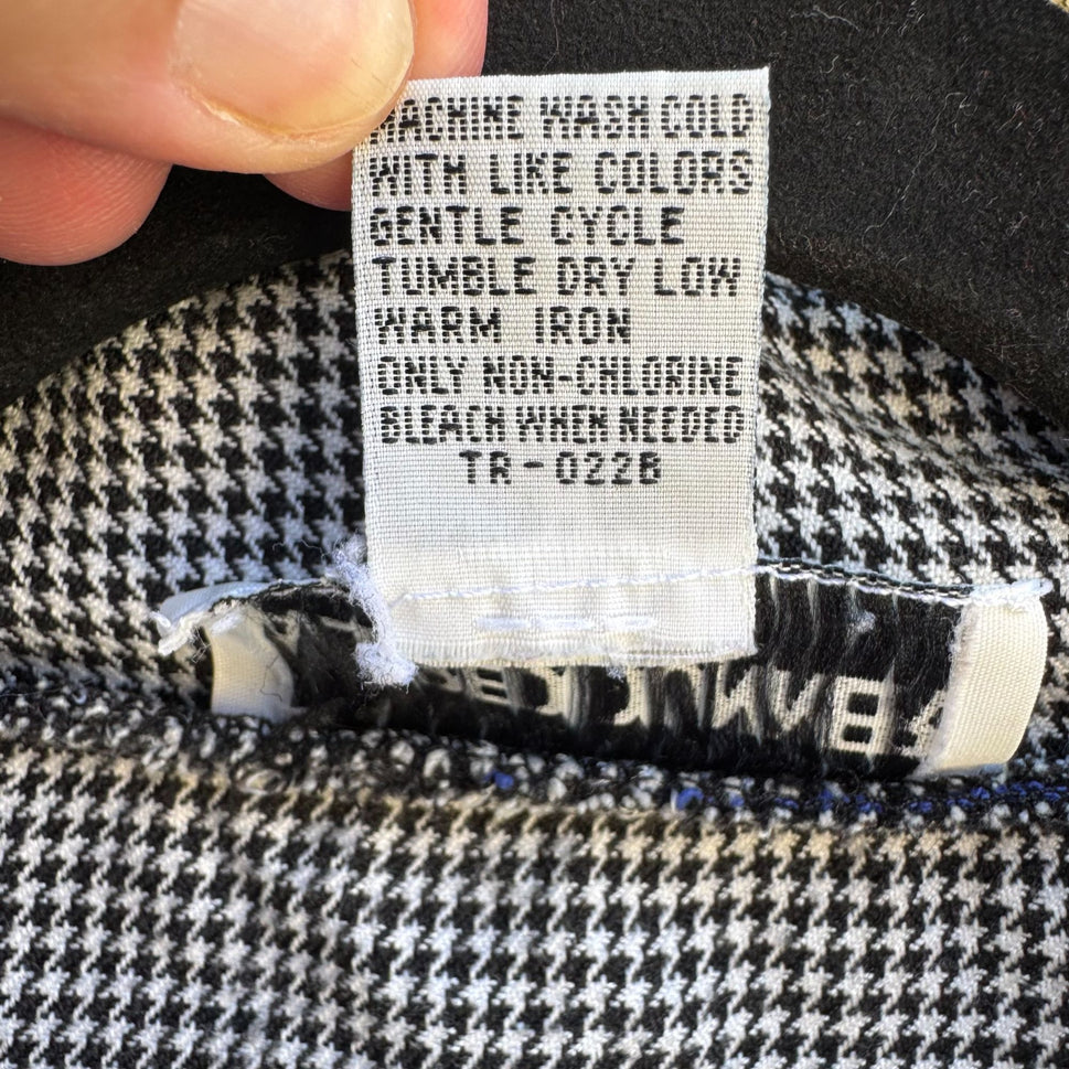 Alfred Dunner Vintage 80s Blue Black Argyle Zip Collar Pullover Sweatshirt M