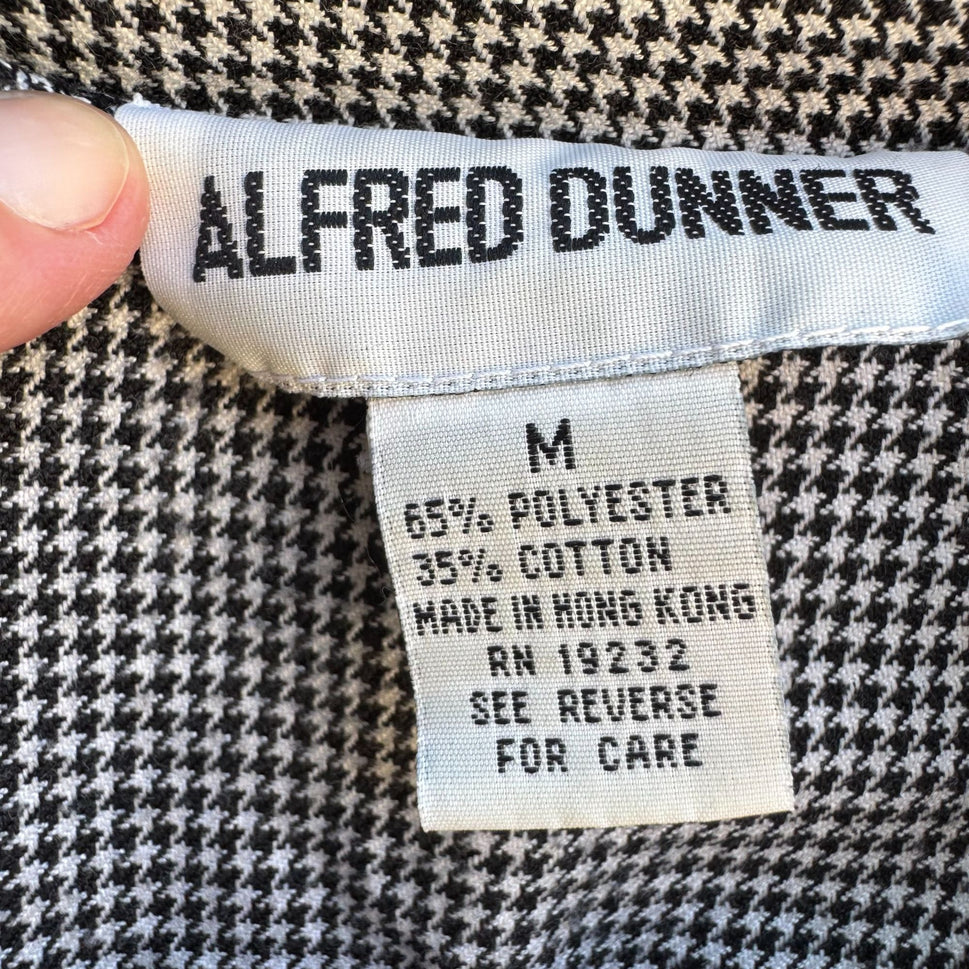 Alfred Dunner Vintage 80s Blue Black Argyle Zip Collar Pullover Sweatshirt M