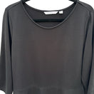 Switch Isaac Mizrahi Live Womens Black Peplum Top 3/4 Sleeve Double Layer Tulip Hem L 2 image