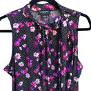 Switch Liz Claiborne Career Floral Polka Dot Feminine Tie Neck Sleeveless Blouse L 3 image