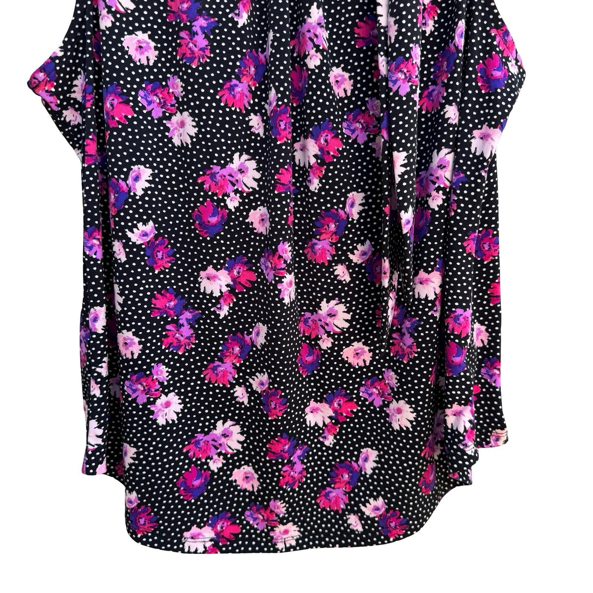 Liz Claiborne Career Floral Polka Dot Feminine Tie Neck Sleeveless Blouse L