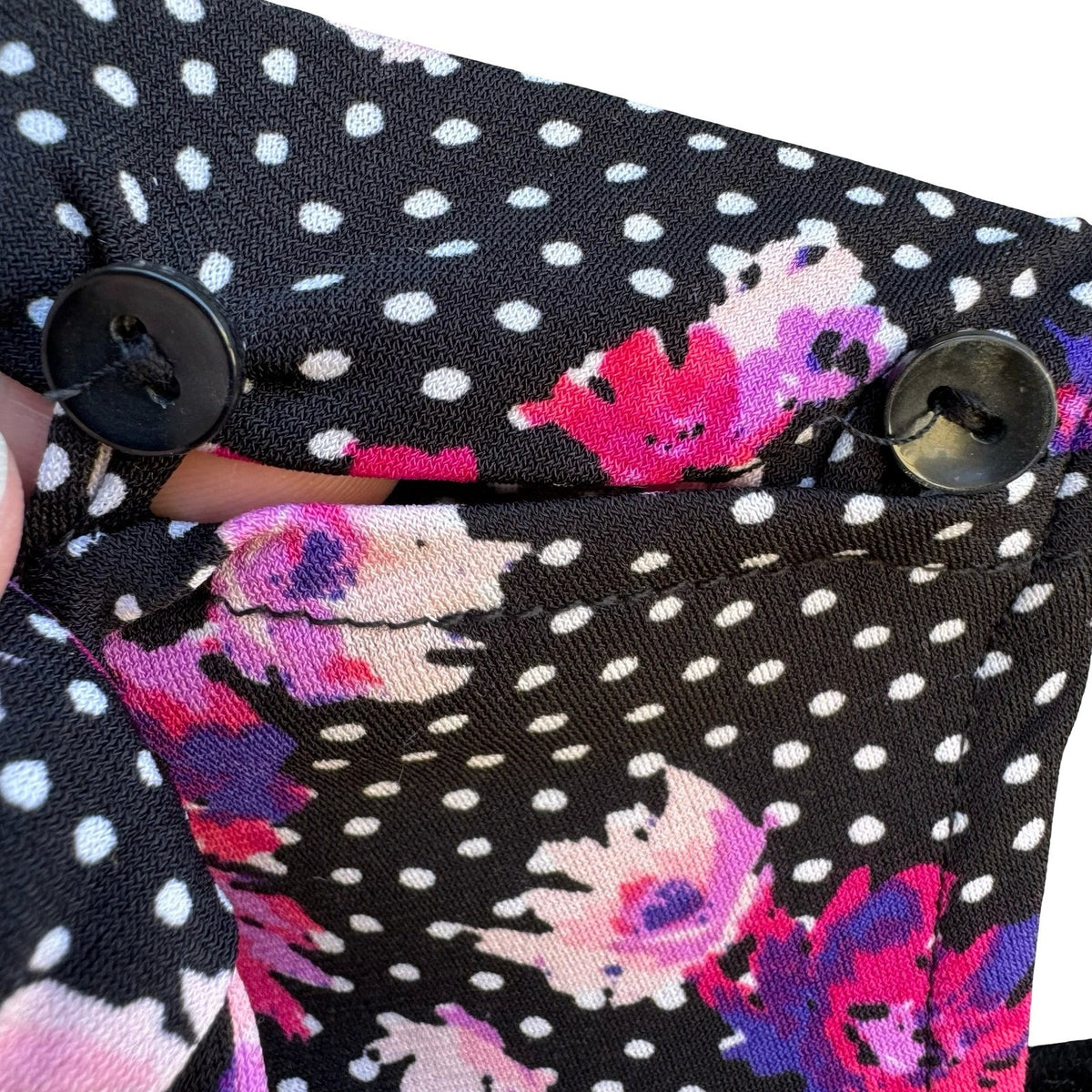 Liz Claiborne Career Floral Polka Dot Feminine Tie Neck Sleeveless Blouse L