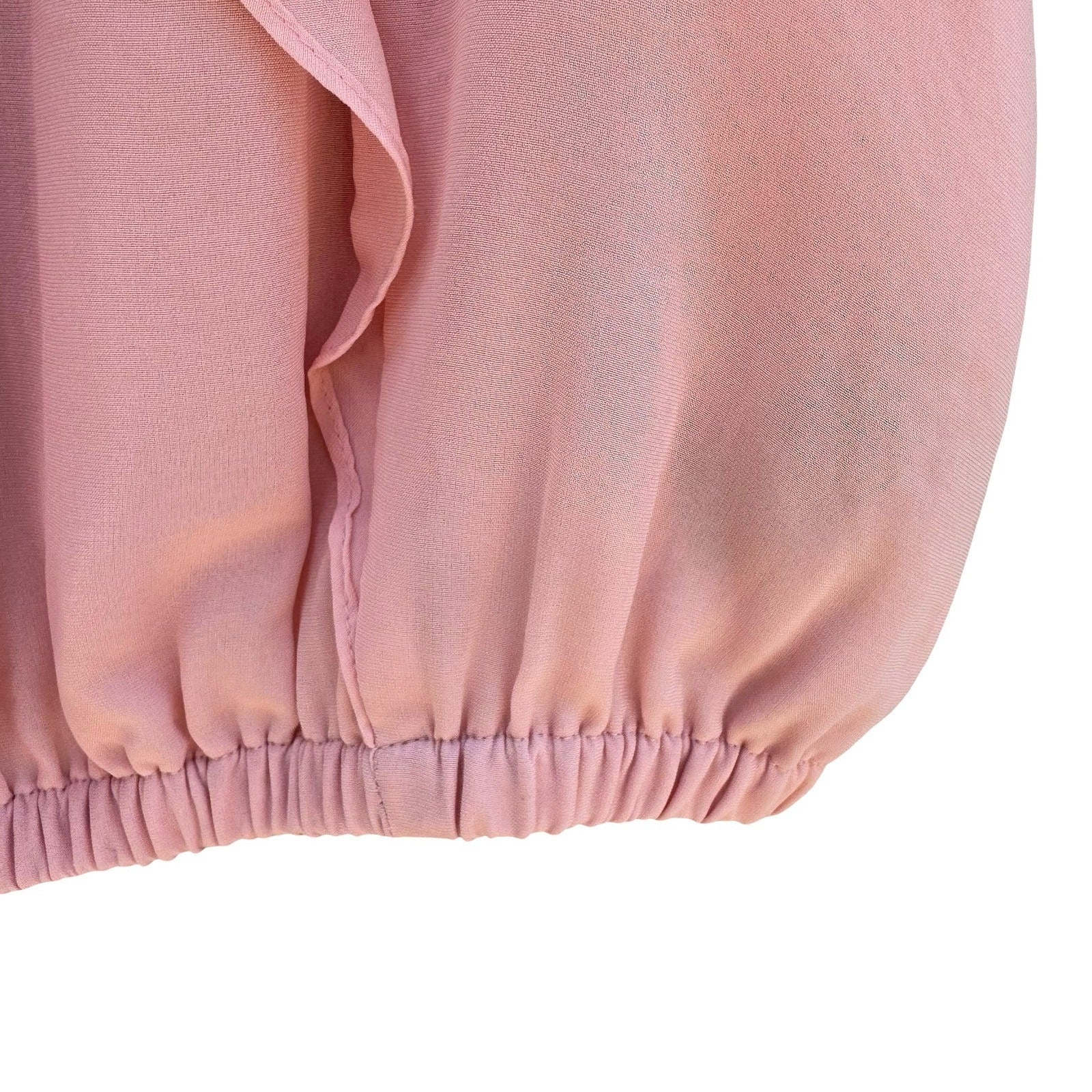 Express Pink Ruffle Flutter Sleeve Chiffon Blouse Keyhole Neck Top S Coquette