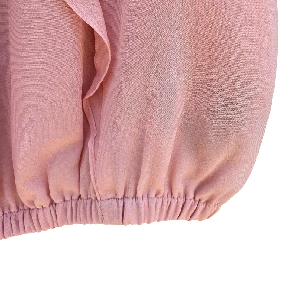 Express Pink Ruffle Flutter Sleeve Chiffon Blouse Keyhole Neck Top S Coquette