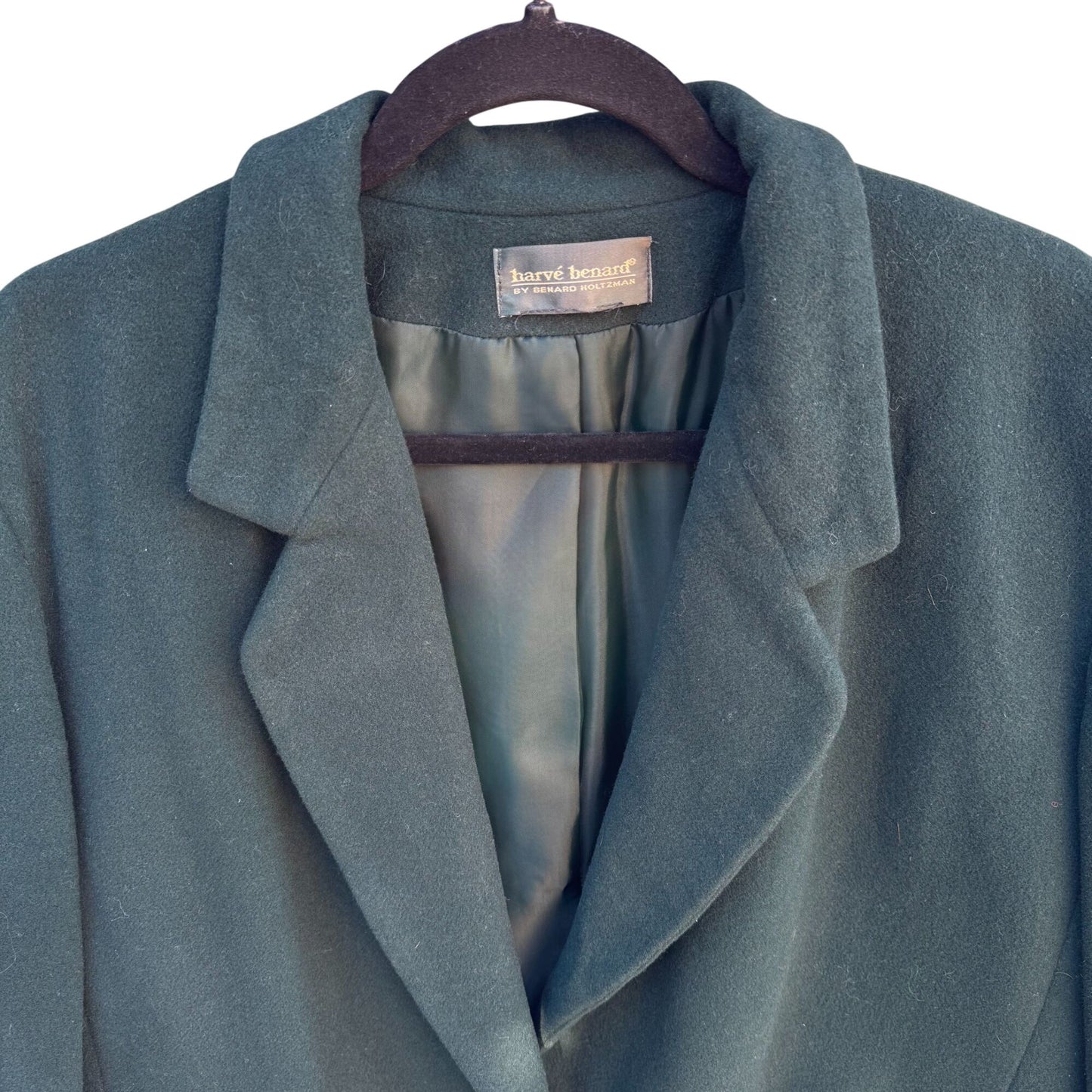 Harvé Benard Vintage 80s 90s Womens Forest Green Wool Oversized Blazer Jacket L