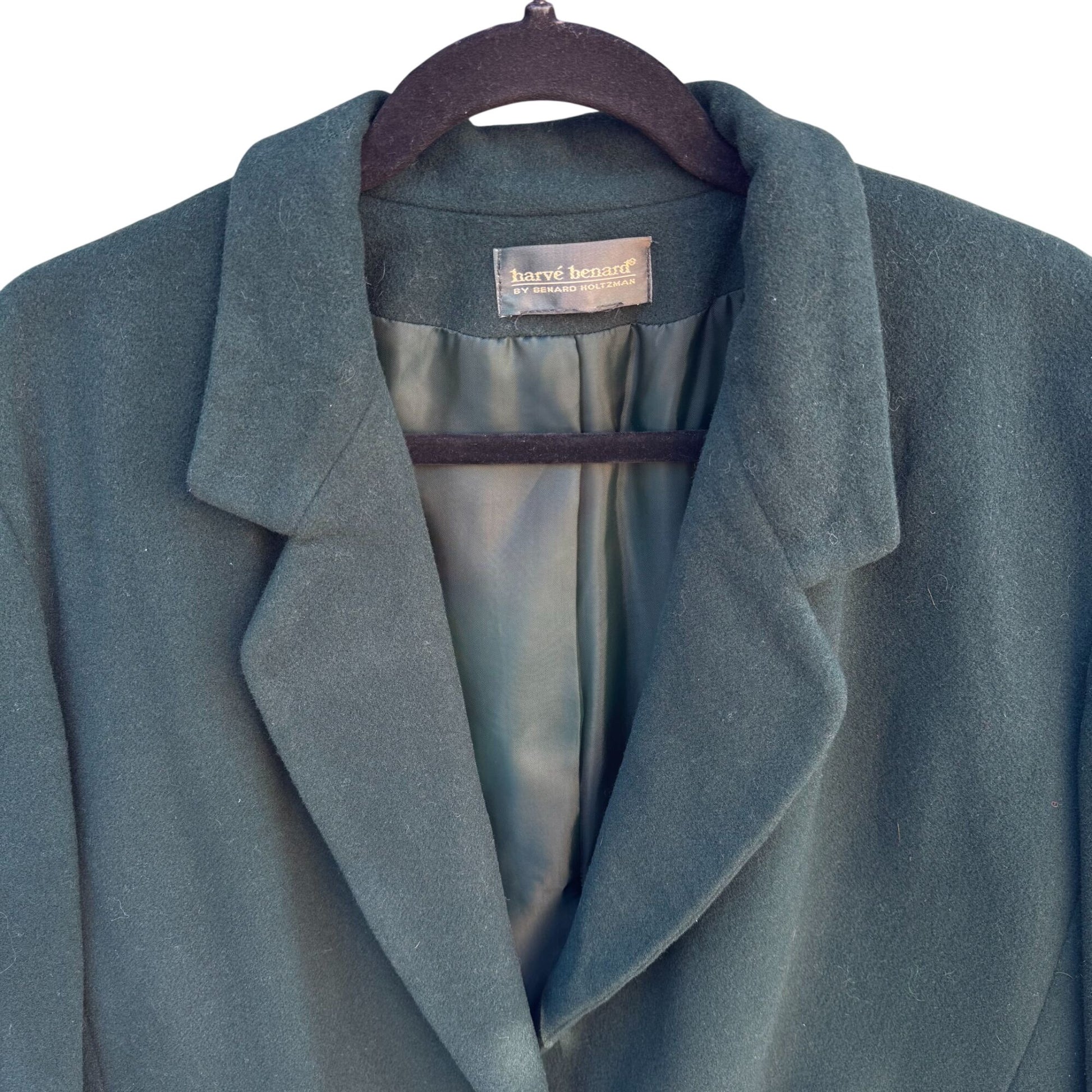 Harvé Benard Vintage 80s 90s Womens Forest Green Wool Oversized Blazer Jacket L