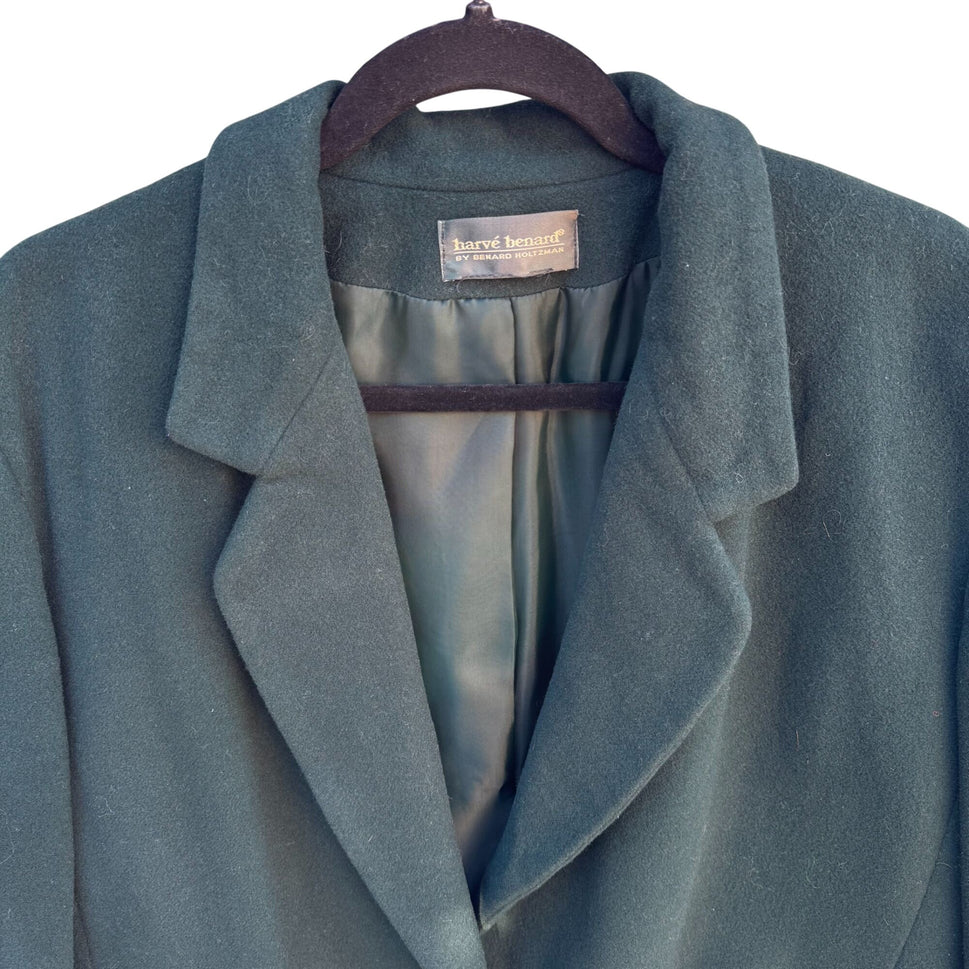 Harvé Benard Vintage 80s 90s Womens Forest Green Wool Oversized Blazer Jacket L