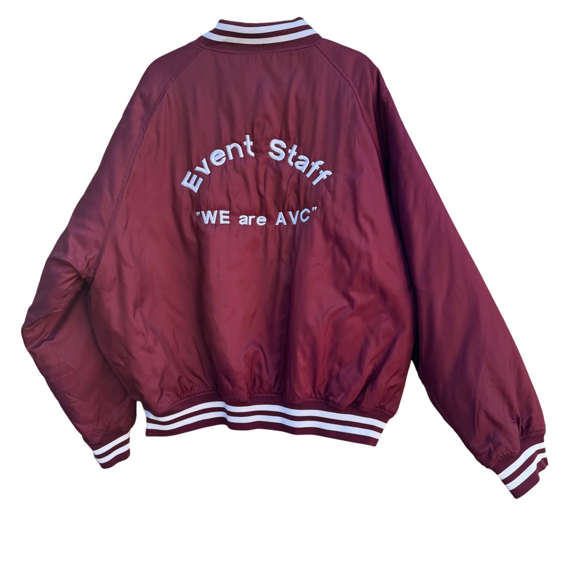 WestArk Vintage AVC Marauders Athletics Maroon Quilted Satin Bomber Jacket XXL