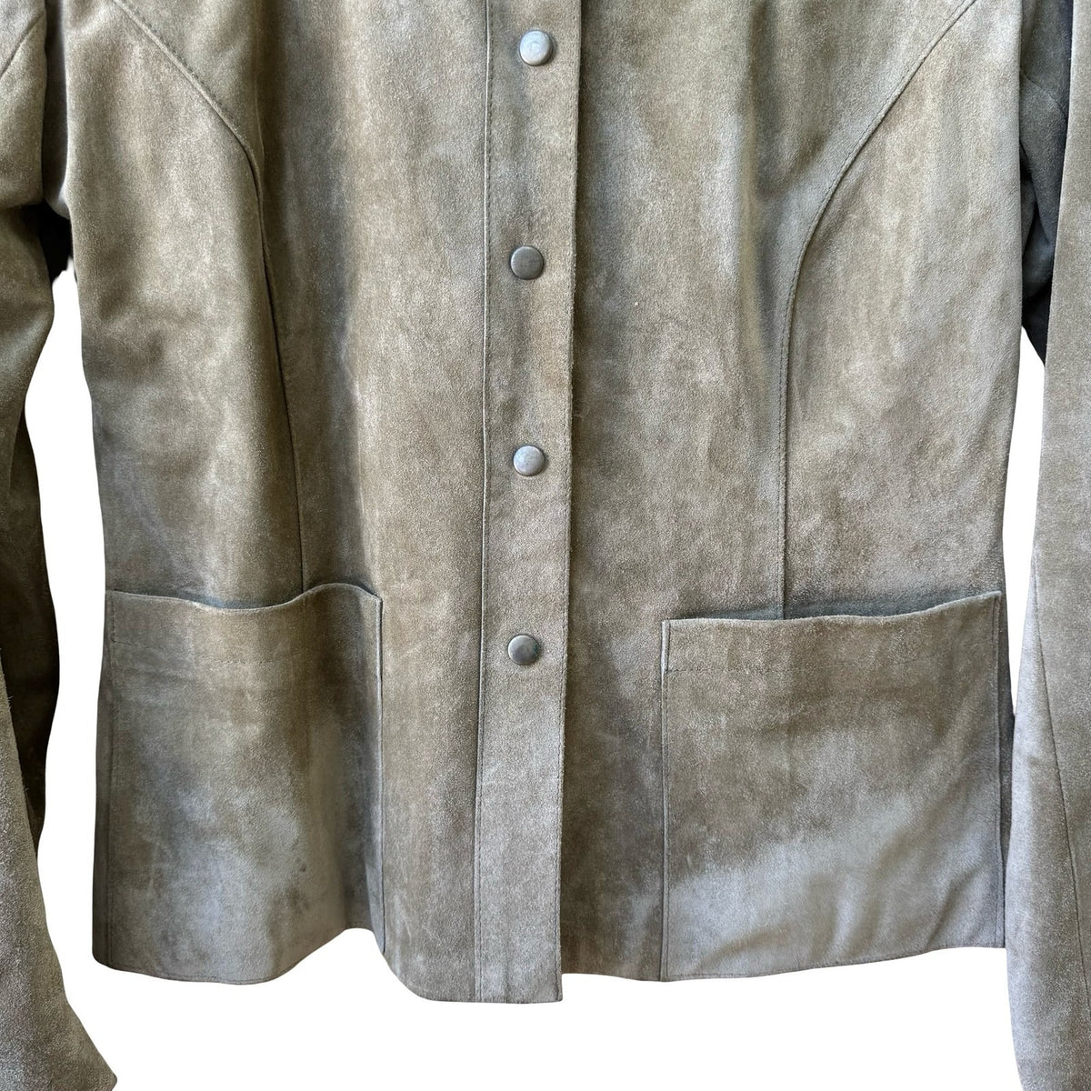 Jewels Julie Knapp Vintage Y2K 90s Boho Western Suede Leather Snap Jacket Tan S