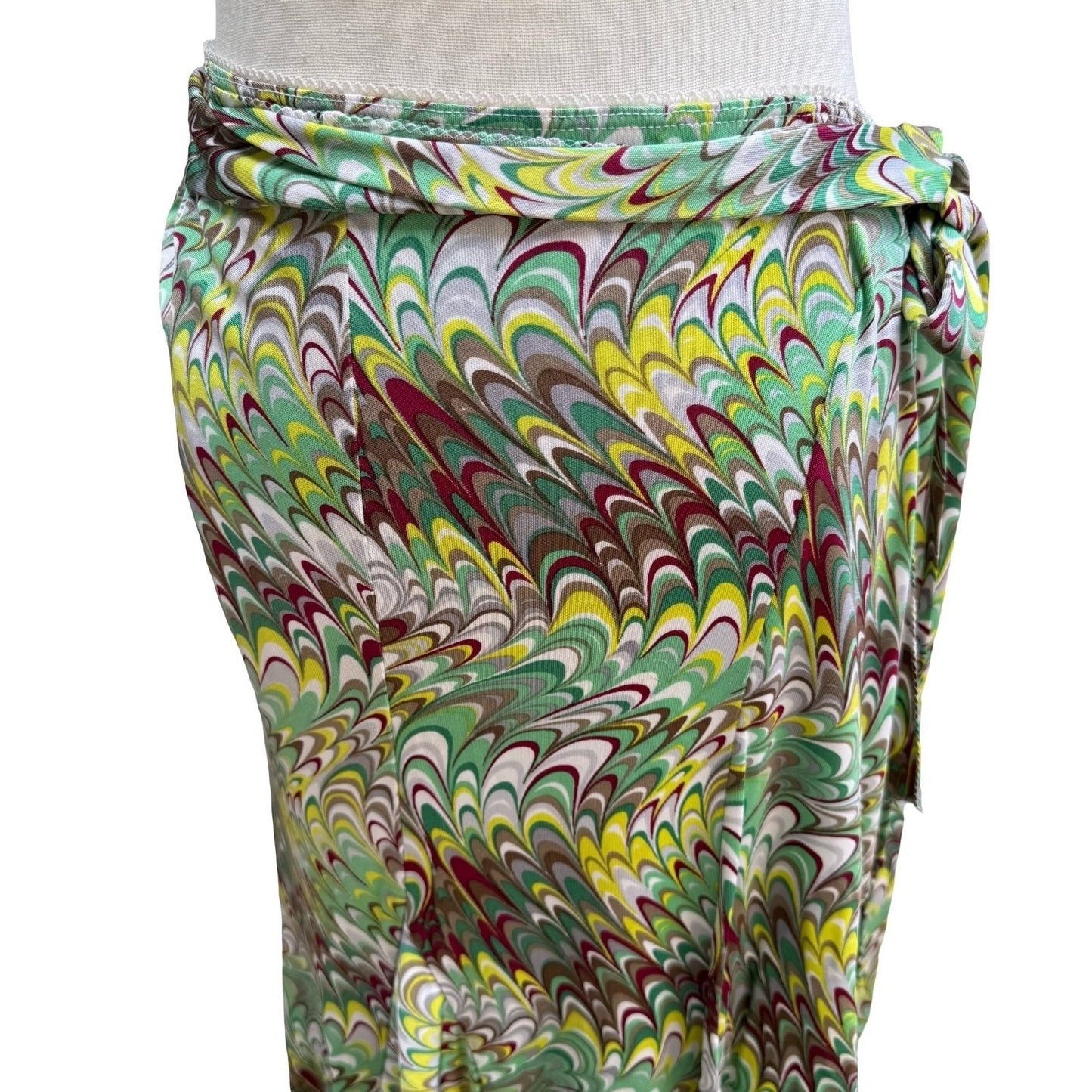 Poleci Y2K Mod Psychedelic Marble Swirl Wrap Skirt Asymmetrical Handkerchief S