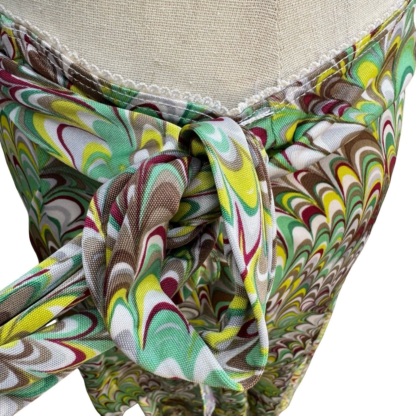 Poleci Y2K Mod Psychedelic Marble Swirl Wrap Skirt Asymmetrical Handkerchief S