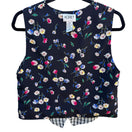 Switch Koret Petites Vintage Floral Reversible Black &amp; Gingham Button-Up Vest Womens 4 3 image