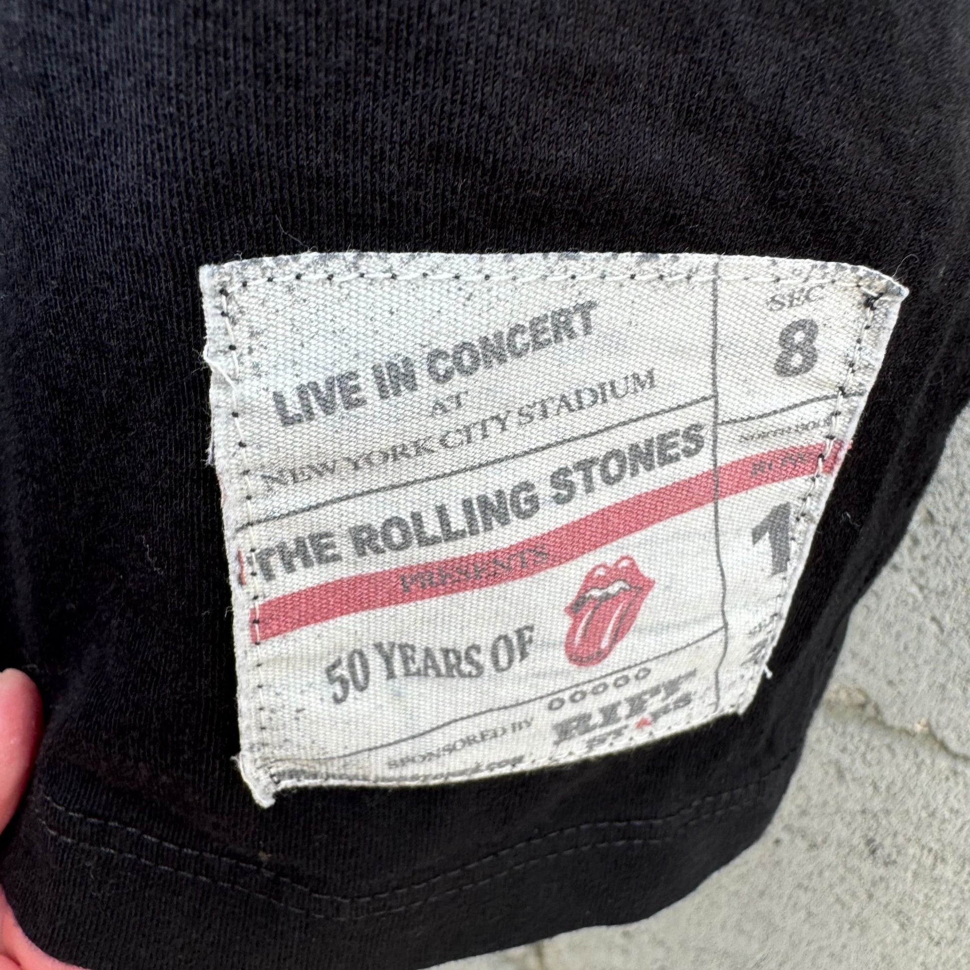 Rolling Stones Riff Stars 50 Years Of Live In Concert Black Graphic Tee Shirt M