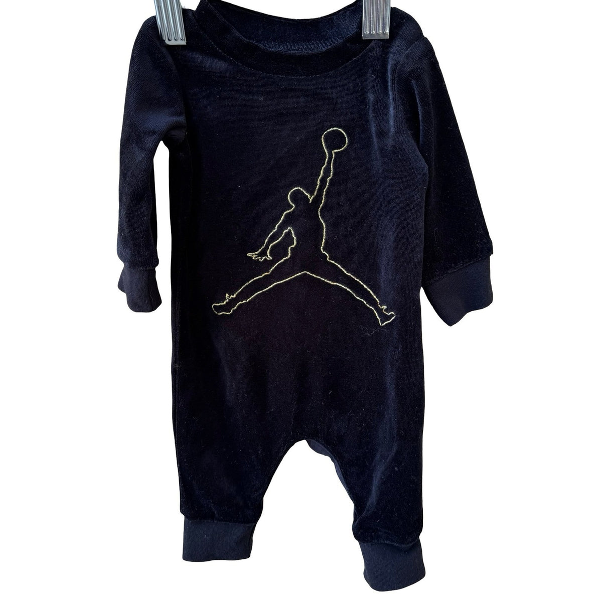Air Jordan Velour Jumpman Romper Sporty Streetwear One-Piece Black Newborn Baby