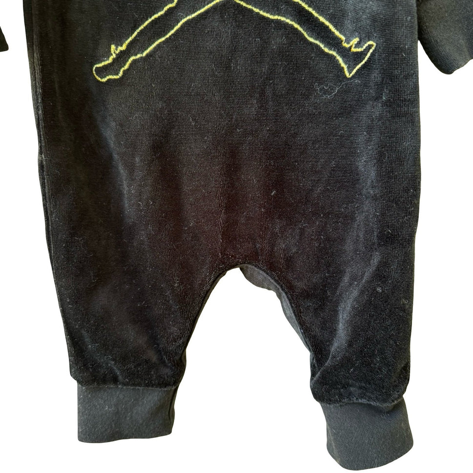Air Jordan Velour Jumpman Romper Sporty Streetwear One-Piece Black Newborn Baby
