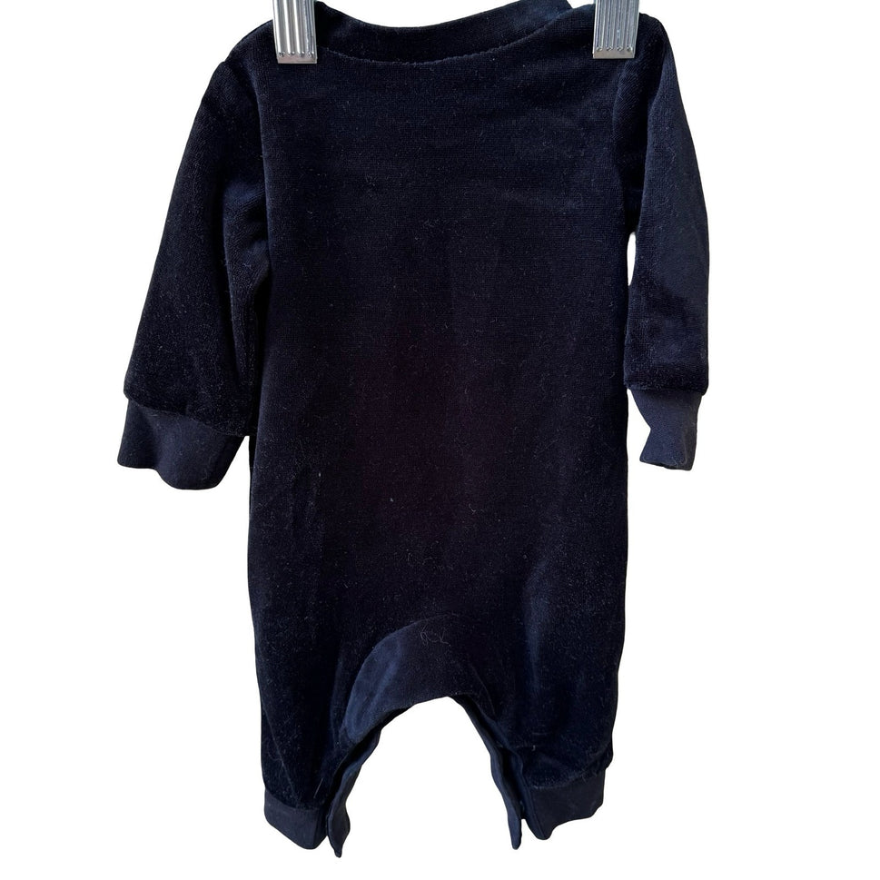 Air Jordan Velour Jumpman Romper Sporty Streetwear One-Piece Black Newborn Baby