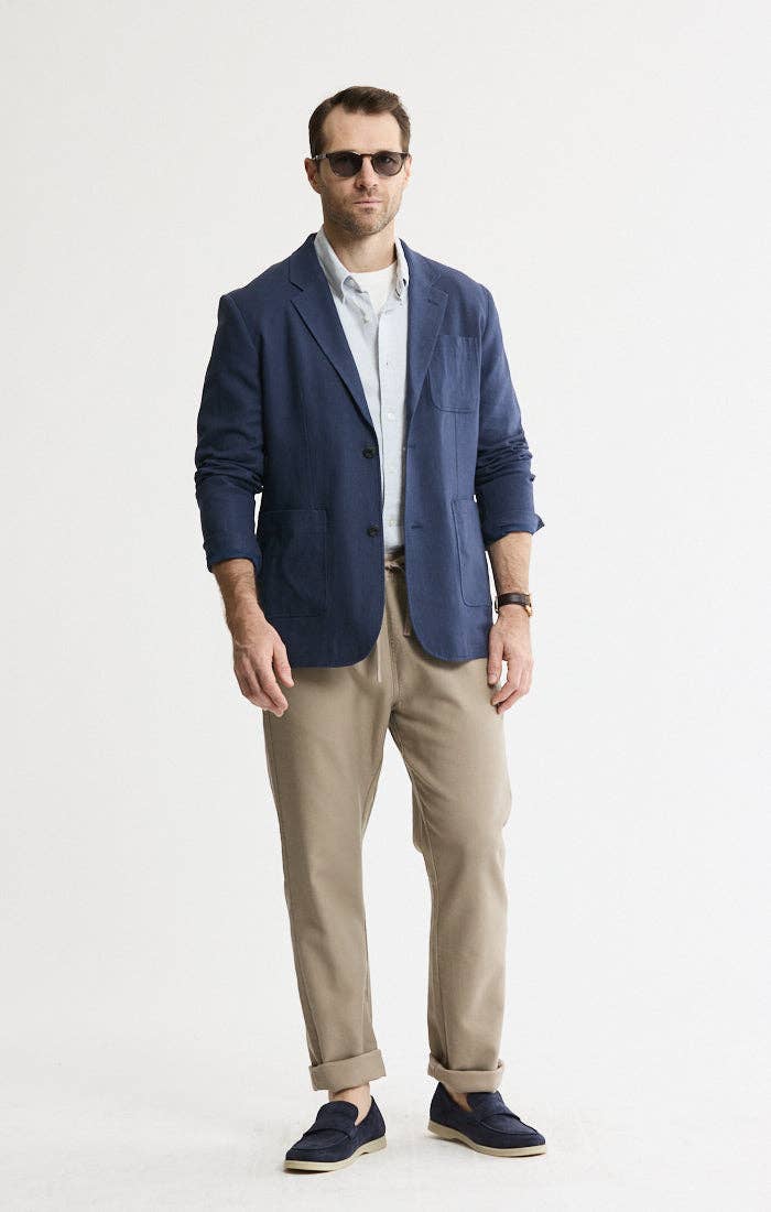 Linen Blend Blazer: INDIGO / XL