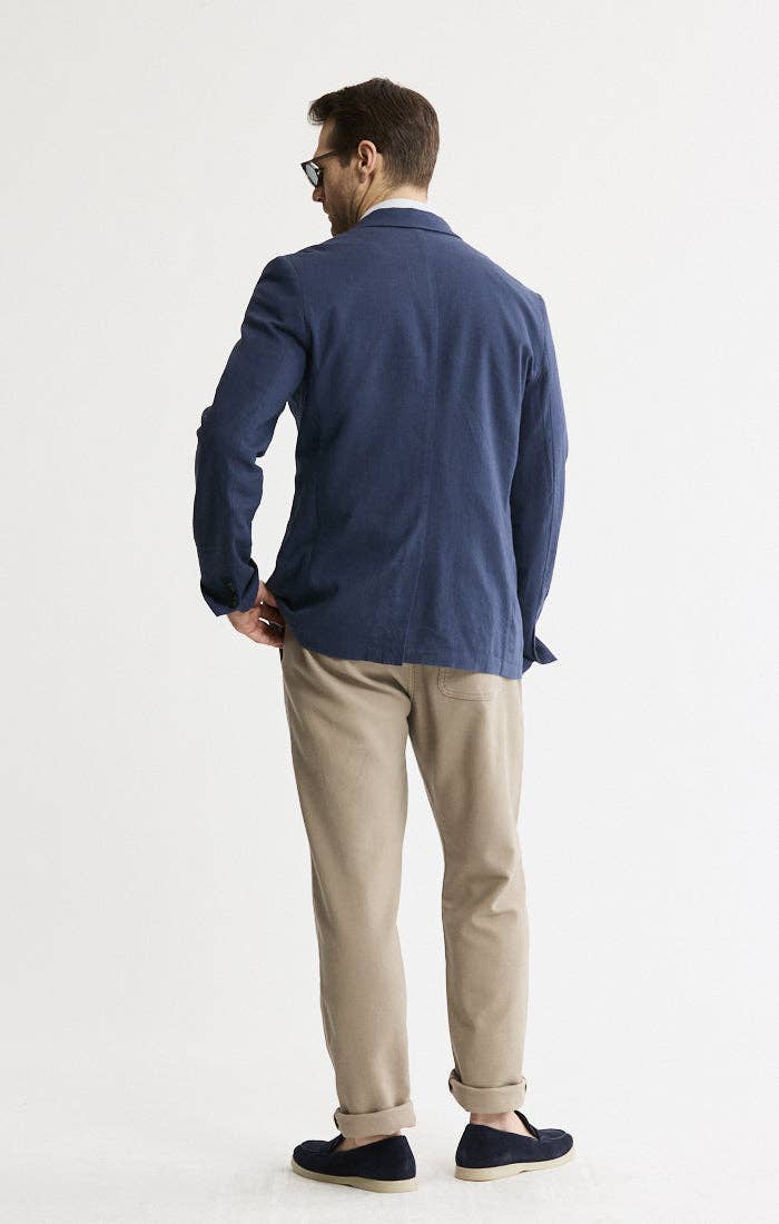 Linen Blend Blazer: INDIGO / XL