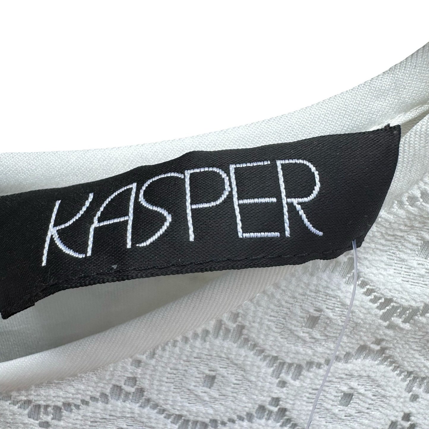Kasper Womens PL Vanilla Ice White Geometric Eyelet Lace Shell Blouse Minimalist