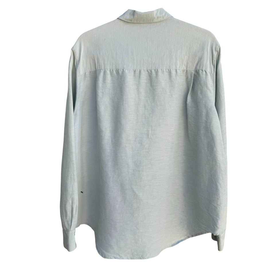 Emanuel Ungaro Vintage Womens Light Blue Green Long Sleeve Button-Up Blouse 16