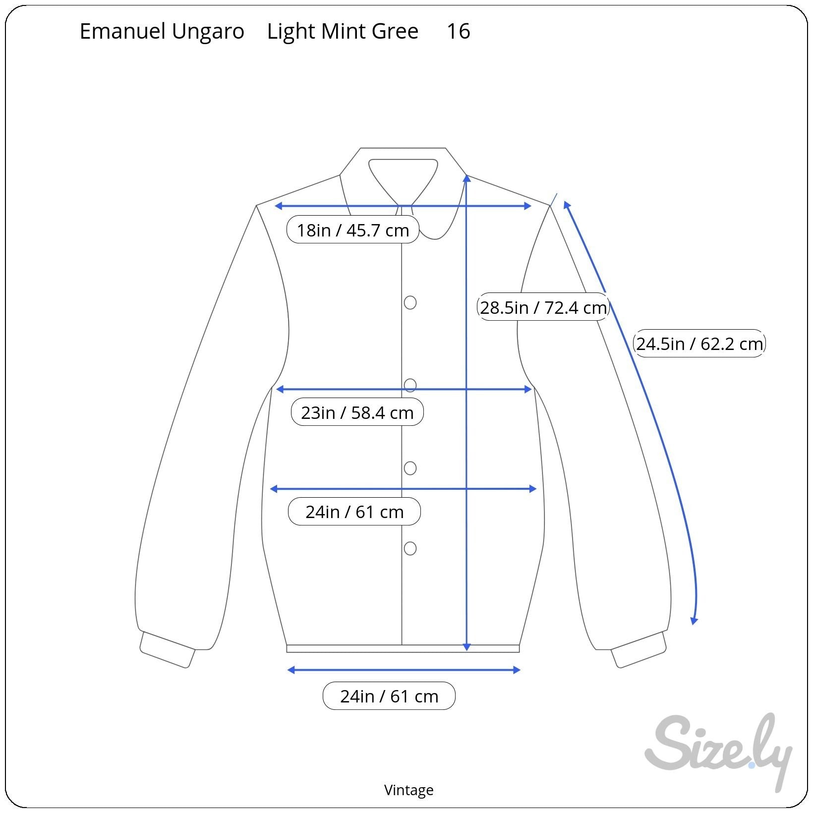 Emanuel Ungaro Vintage Womens Light Blue Green Long Sleeve Button-Up Blouse 16