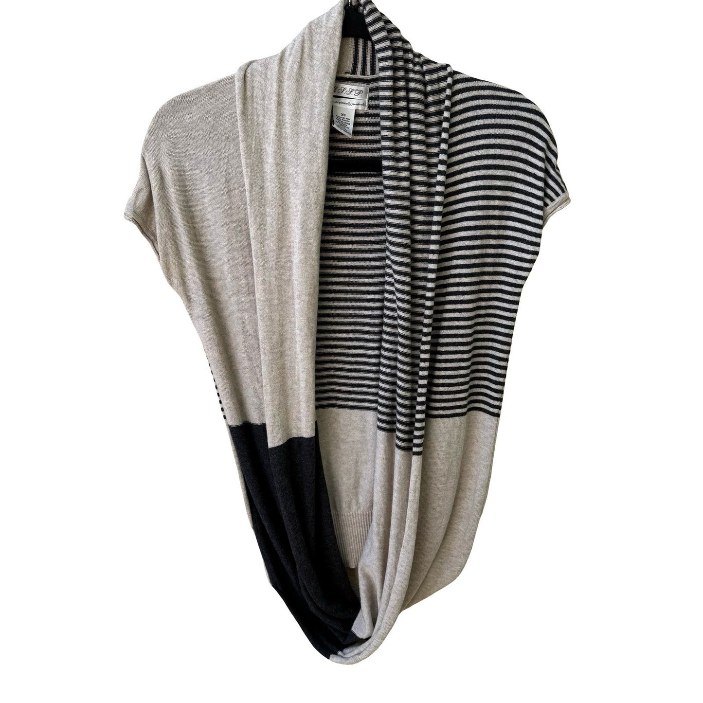 MSSP Max Studio Minimalist Layering Lagenlook Striped Draped Infinity Sweater XS