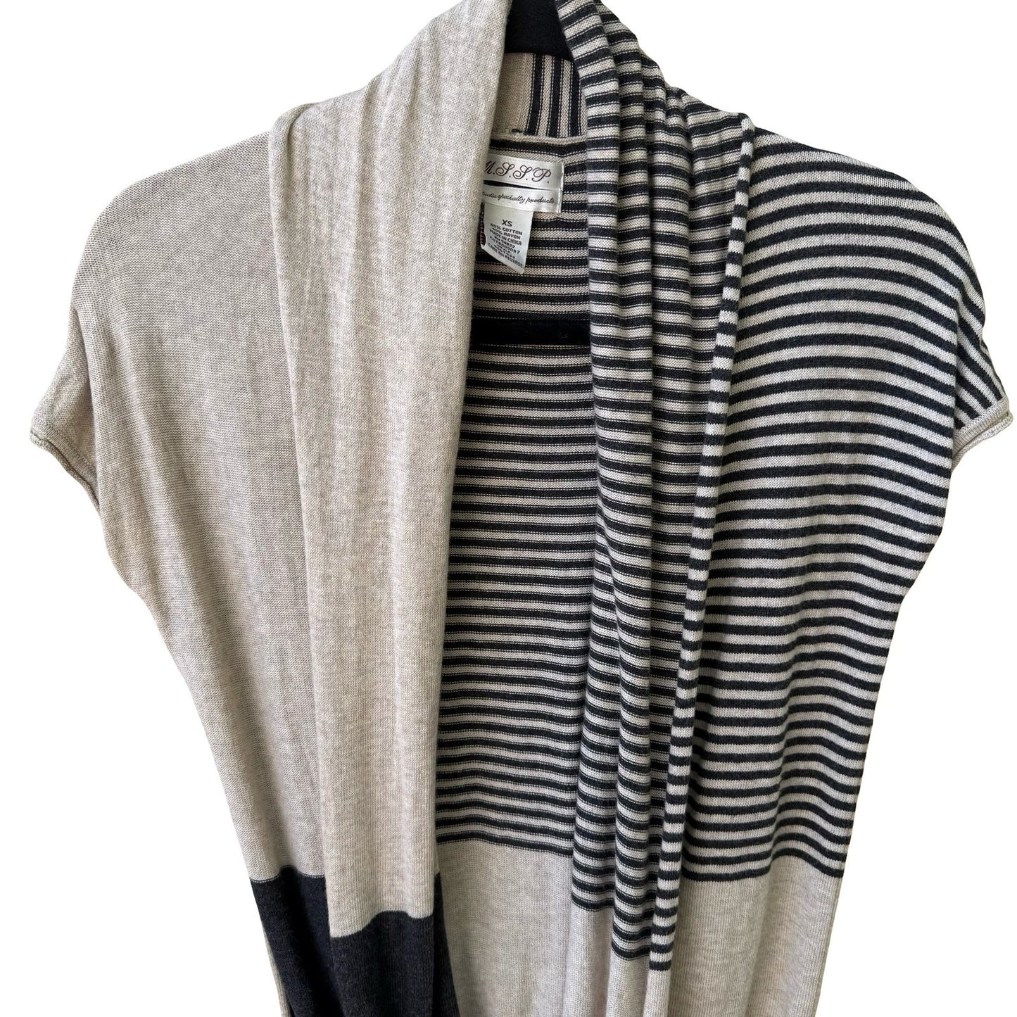 MSSP Max Studio Minimalist Layering Lagenlook Striped Draped Infinity Sweater XS