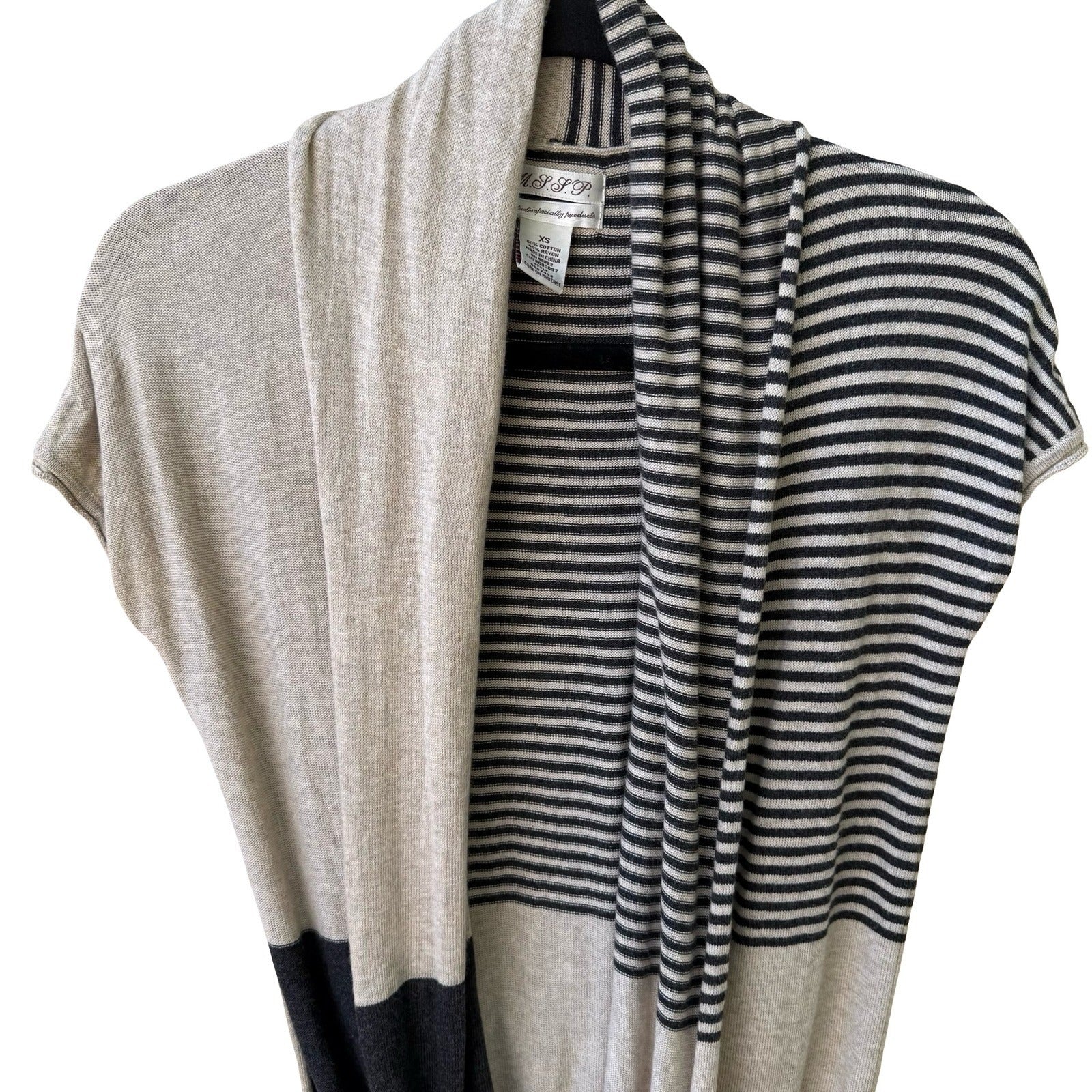 MSSP Max Studio Minimalist Layering Lagenlook Striped Draped Infinity Sweater XS