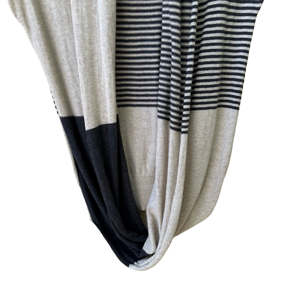 MSSP Max Studio Minimalist Layering Lagenlook Striped Draped Infinity Sweater XS