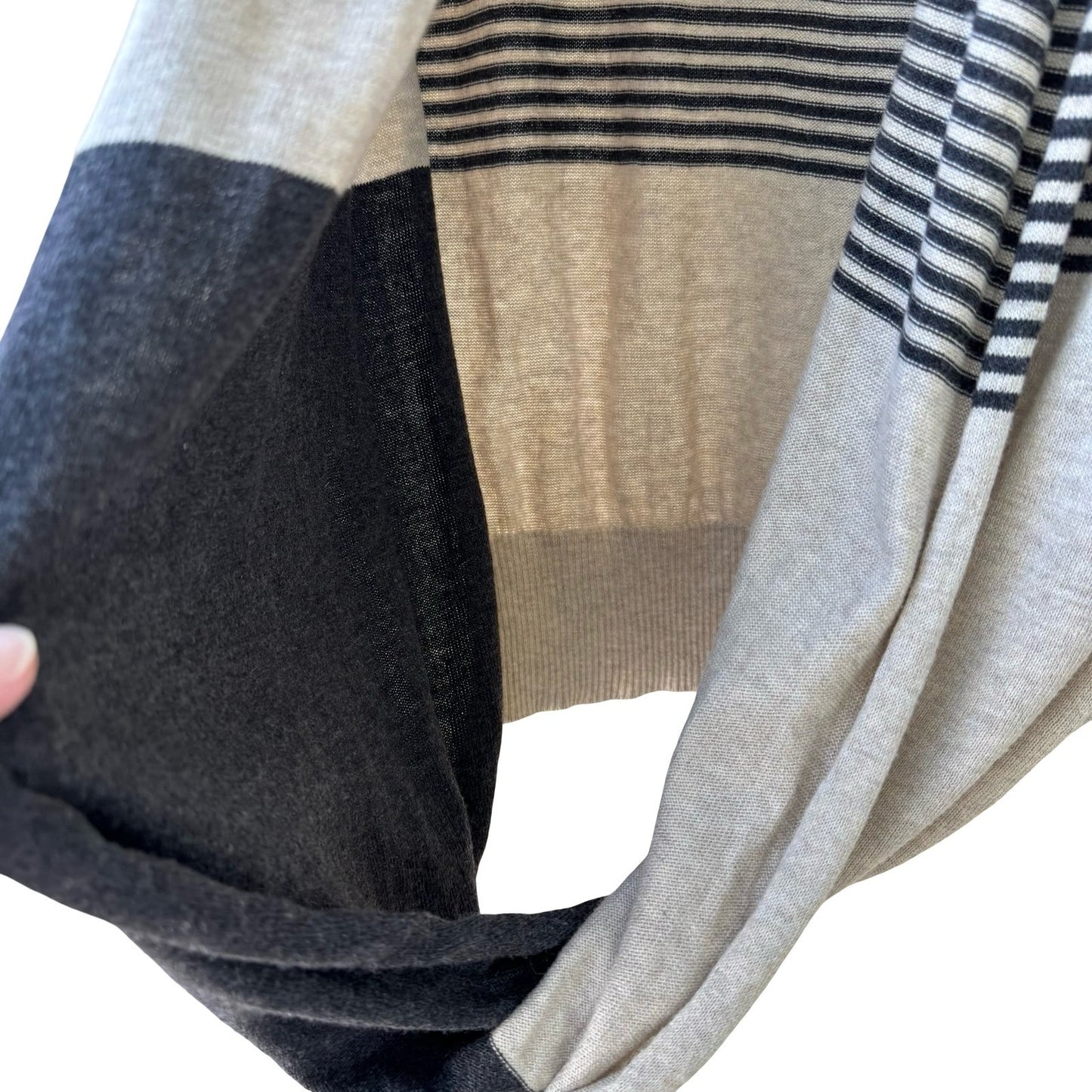 MSSP Max Studio Minimalist Layering Lagenlook Striped Draped Infinity Sweater XS