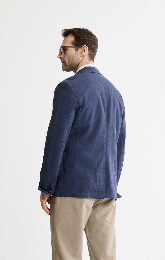 Linen Blend Blazer: INDIGO / XL