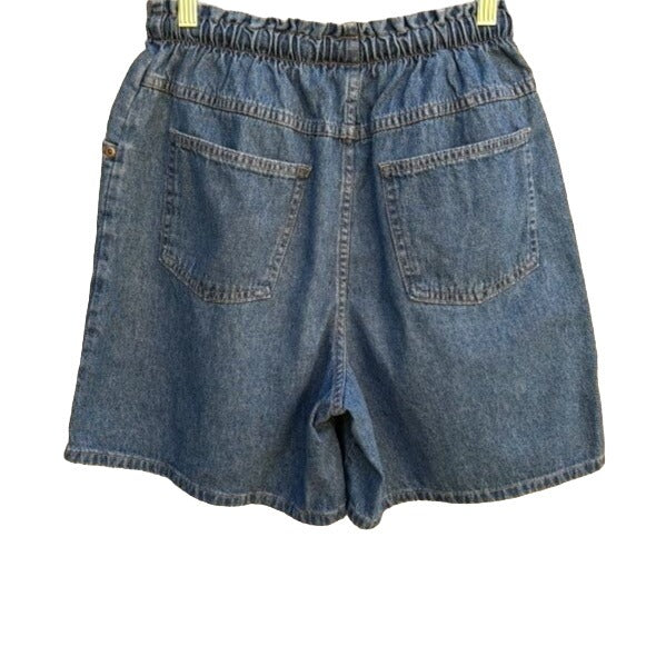 Denim & Co Vintage 80s Retro Elastic Drawstring High Waist Women's Mom Shorts S