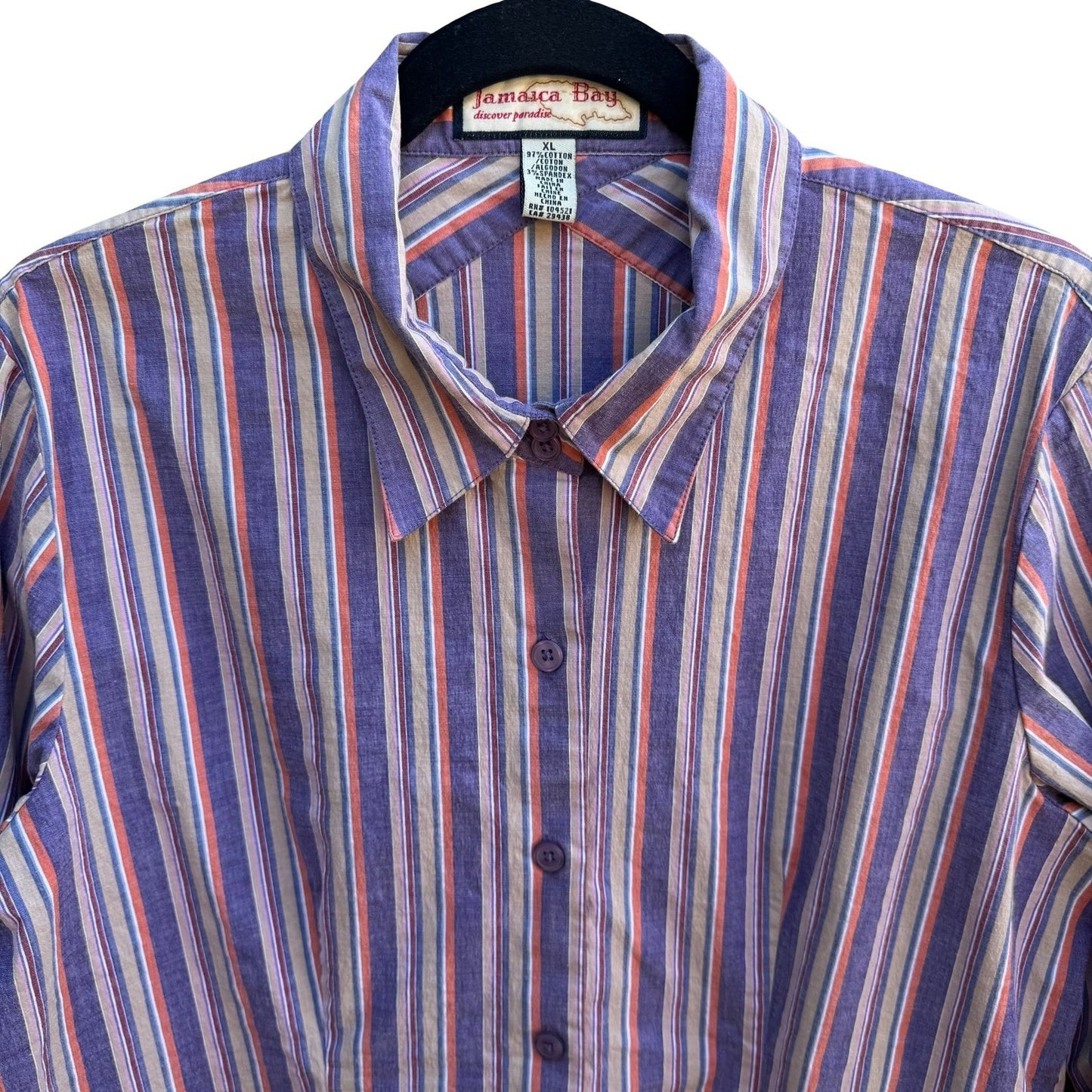 Jamaica Bay Coastal Nautical Preppy Striped Stretch Cotton French Cuff Shirt XL